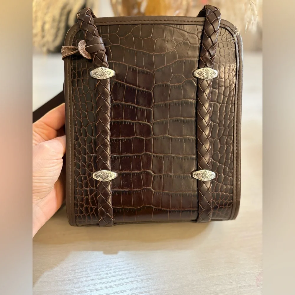 Brighton Croc-Embossed‎ Leather Crossbody Bag 7.5